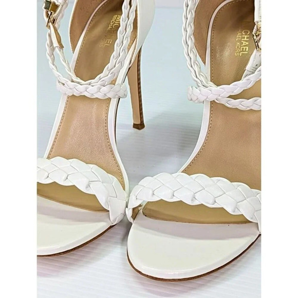 Michael Kors Women's Astrid White Leather Braided Heel Sandal Size 8.5 MSRP $145 - Picture 6 of 11